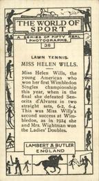 1927 Lambert & Butler The World of Sport #38 Miss Helen Wills Back
