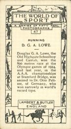 1927 Lambert & Butler The World of Sport #47 D. G. A. Lowe Back