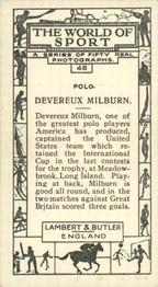 1927 Lambert & Butler The World of Sport #48 Devereux Milburn Back