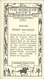 1927 Lambert & Butler The World of Sport #49 Teddy Baldock Back