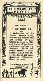 1927 Lambert & Butler The World of Sport #50 J. Weismuller Back