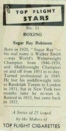 1959 Top Flight Stars #11 Sugar Ray Robinson Back