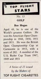 1959 Top Flight Stars #15 Ben Hogan Back