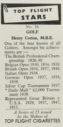 1959 Top Flight Stars #16 Henry Cotton Back