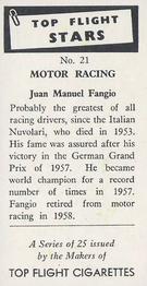 1959 Top Flight Stars #21 Juan Manuel Fangio Back