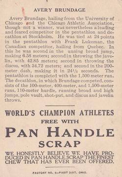 1913 Pan Handle Scrap World's Champion Athletes (T230) #NNO Avery Brundage Back