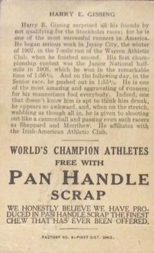 1913 Pan Handle Scrap World's Champion Athletes (T230) #NNO Harry Gissing Back