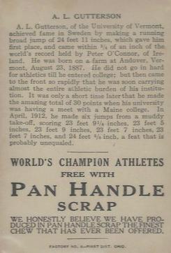 1913 Pan Handle Scrap World's Champion Athletes (T230) #NNO A. L. Gutterson Back
