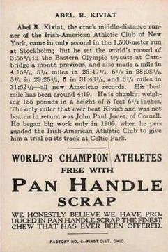 1913 Pan Handle Scrap World's Champion Athletes (T230) #NNO Abel R. Kiviat Back