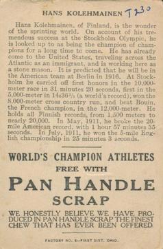 1913 Pan Handle Scrap World's Champion Athletes (T230) #NNO Hans Kolehmainen Back