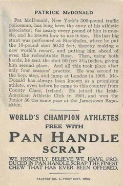 1913 Pan Handle Scrap World's Champion Athletes (T230) #NNO Pat McDonald Back