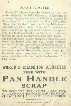 1913 Pan Handle Scrap World's Champion Athletes (T230) #NNO Alvah T. Meyer Back