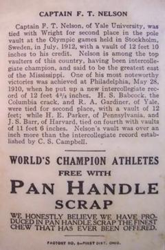 1913 Pan Handle Scrap World's Champion Athletes (T230) #NNO Captain F.T. Nelson Back
