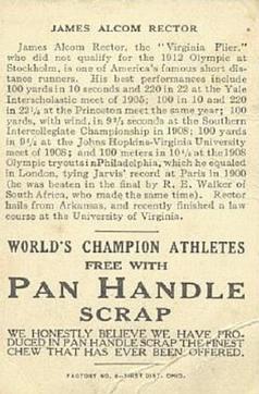 1913 Pan Handle Scrap World's Champion Athletes (T230) #NNO James A. Rector Back