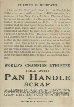 1913 Pan Handle Scrap World's Champion Athletes (T230) #NNO Charles D. Reidpath Back