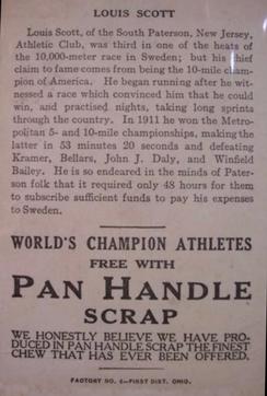 1913 Pan Handle Scrap World's Champion Athletes (T230) #NNO Louis Scott Back