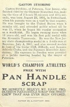 1913 Pan Handle Scrap World's Champion Athletes (T230) #NNO Gaston Strobino Back