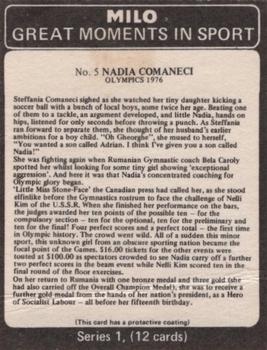 1981 Milo/Nestle Great Moments in Sport #5 Nadia Comaneci Back