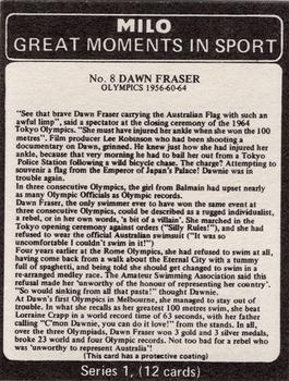 1981 Milo/Nestle Great Moments in Sport #8 Dawn Fraser Back
