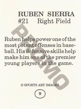 1993 Sports Art Images Promos (unlicensed) #9 Ruben Sierra Back