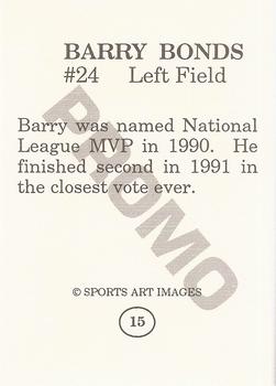1993 Sports Art Images Promos (unlicensed) #15 Barry Bonds Back