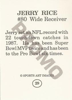 1993 Sports Art Images Promos (unlicensed) #29 Jerry Rice Back