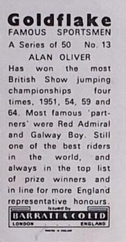 1971 Barratt & Co. Famous Sportsmen #13 Alan Oliver Back