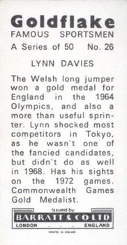 1971 Barratt & Co. Famous Sportsmen #26 Lynn Davies Back