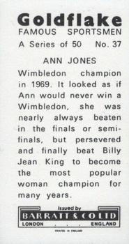 1971 Barratt & Co. Famous Sportsmen #37 Ann Jones Back
