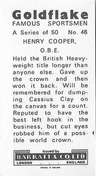 1971 Barratt & Co. Famous Sportsmen #46 Henry Cooper Back