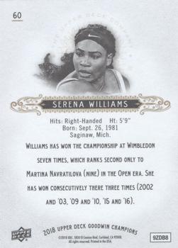 2018 Upper Deck Goodwin Champions #60 Serena Williams Back