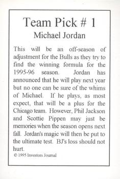 1995 Investor's Journal #NNO Michael Jordan Back