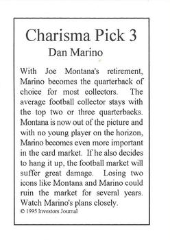 1995 Investor's Journal - Silver #NNO Dan Marino Back