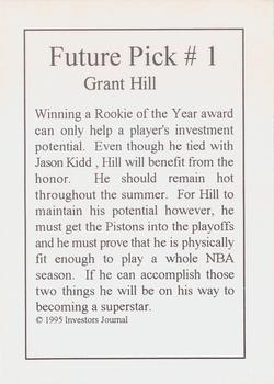 1995 Investor's Journal - Silver #NNO Grant Hill Back