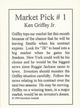 1995 Investor's Journal - Silver #NNO Ken Griffey Jr. Back
