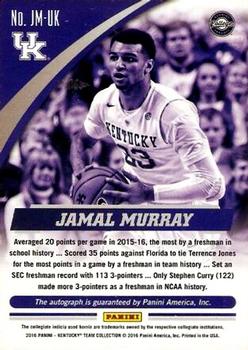 2016 Panini Kentucky Wildcats - Autographs Black #JM-UK Jamal Murray Back