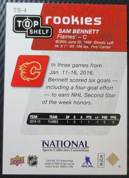 2016 Upper Deck National Convention - Top Shelf Rookies #TS-4 Sam Bennett Back