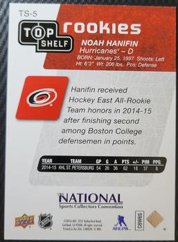2016 Upper Deck National Convention - Top Shelf Rookies #TS-5 Noah Hanifin Back