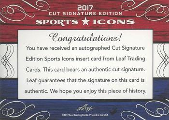 2017 Leaf Sports Icons Cut Signature Edition #NNO Al Barlick Back