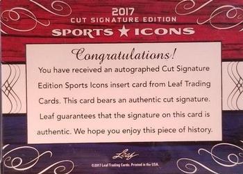 2017 Leaf Sports Icons Cut Signature Edition #NNO Al Kaline Back