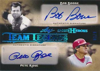 2016 Leaf Sports Heroes - Team Legends Autographs Blue Spectrum #TL-03 Bob Boone / Pete Rose Front