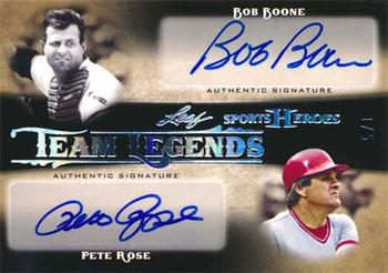 2016 Leaf Sports Heroes - Team Legends Autographs Silver Spectrum #TL-03 Bob Boone / Pete Rose Front