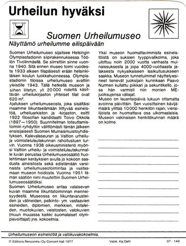 1977 Sportscaster Series 7 Finnish #07-149 Suomen Urheilumuseo Back