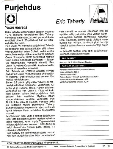 1977 Sportscaster Series 7 Finnish #07-160 Eric Tabarly Back