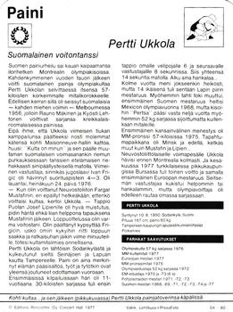 1977 Sportscaster Series 4 Finnish #04-80 Pertti Ukkola Back