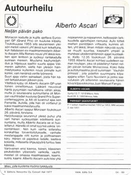 1977 Sportscaster Series 4 Finnish #04-89 Alberto Ascari Back