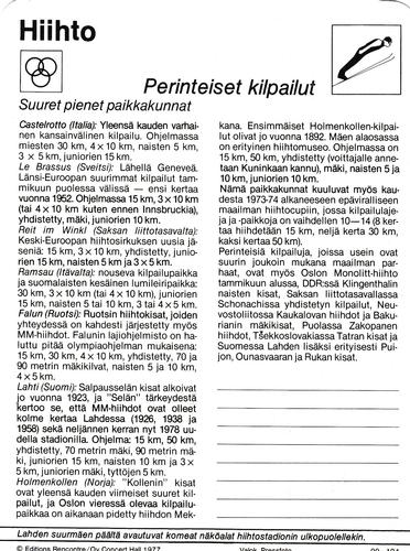 1977 Sportscaster Series 9 Finnish #09-194 Perinteiset kilpailut Back