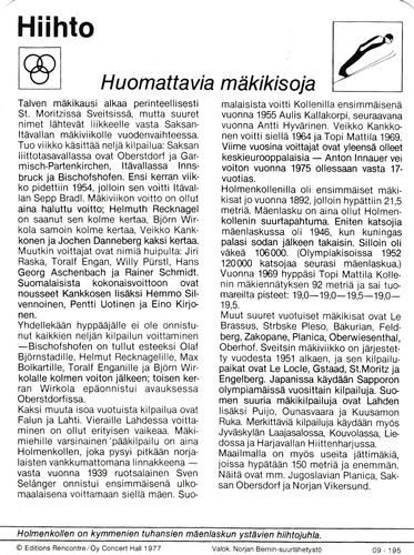 1977 Sportscaster Series 9 Finnish #09-195 Huomattavia mäkikisoja Back
