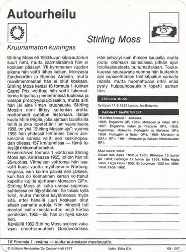 1977 Sportscaster Series 9 Finnish #09-207 Stirling Moss Back