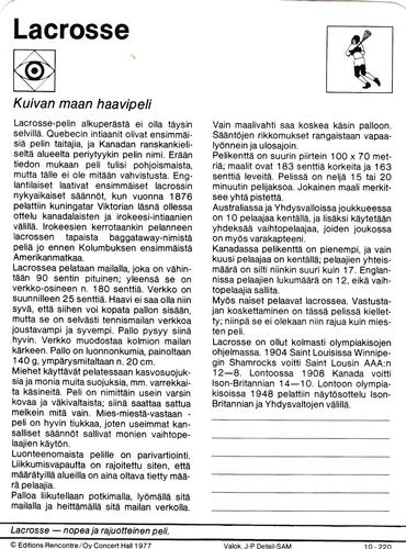 1977 Sportscaster Series 10 Finnish #10-220 Kuivan maan haavipeli Back